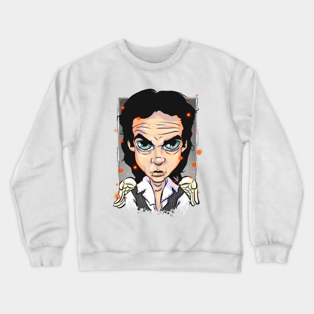 Pop Culture Caricature #18 - Nick Cave Crewneck Sweatshirt by yazgar